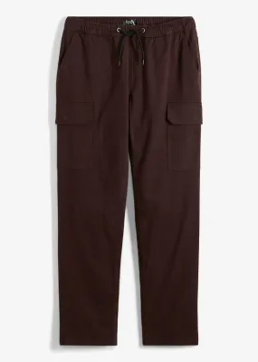 Pantalón térmico elástico, regular fit, corte recto Marrón oscuro